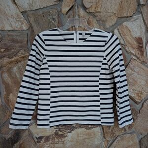 J. Crew 100% Cotton Striped Long Sleeve Top L | Zip Back Detail